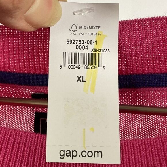 NWT GAP Bright Pink 100% Merino Wool Sweater, Women's XL - Picture 5 of 7